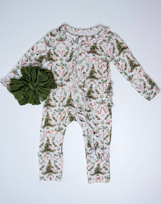Sugar Pine Ruffle Footie Romper