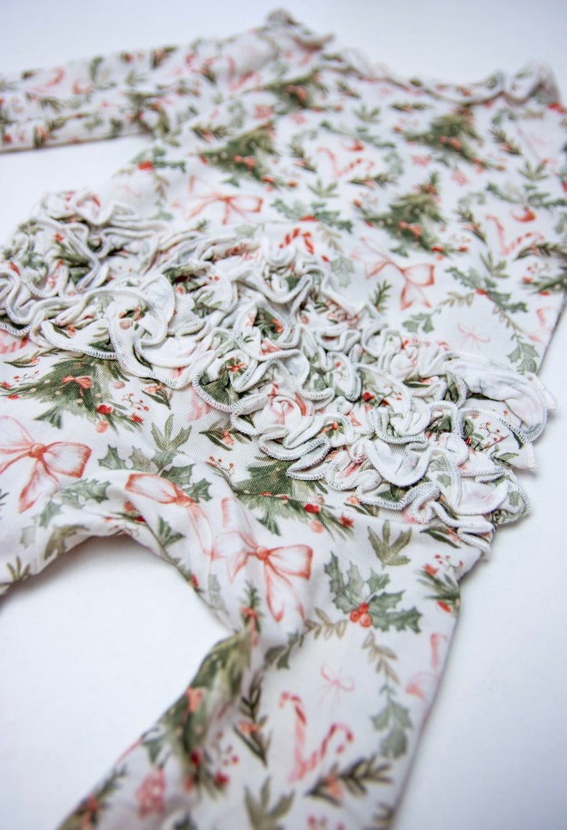 Sugar Pine Ruffle Footie Romper