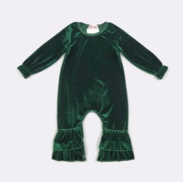 Emerald Velvet Romper