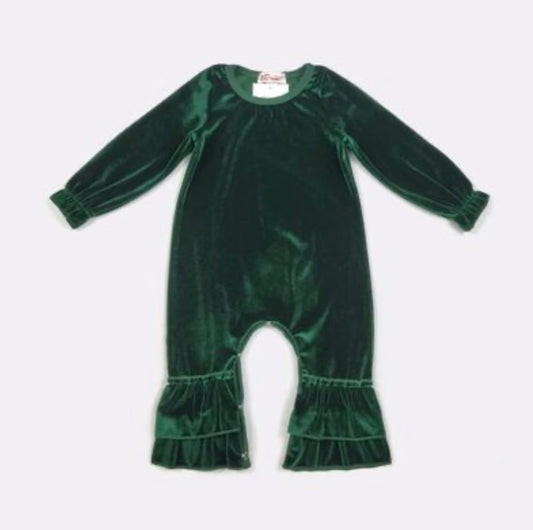 Emerald Velvet Romper