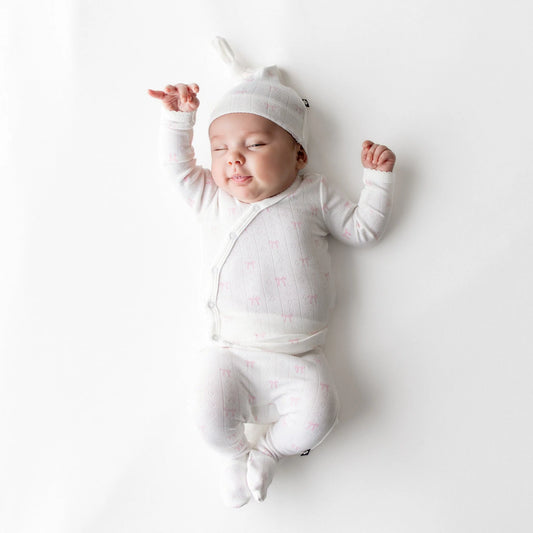 Kyte Pointelle Take Me Home Set - Sweet Pink Bow