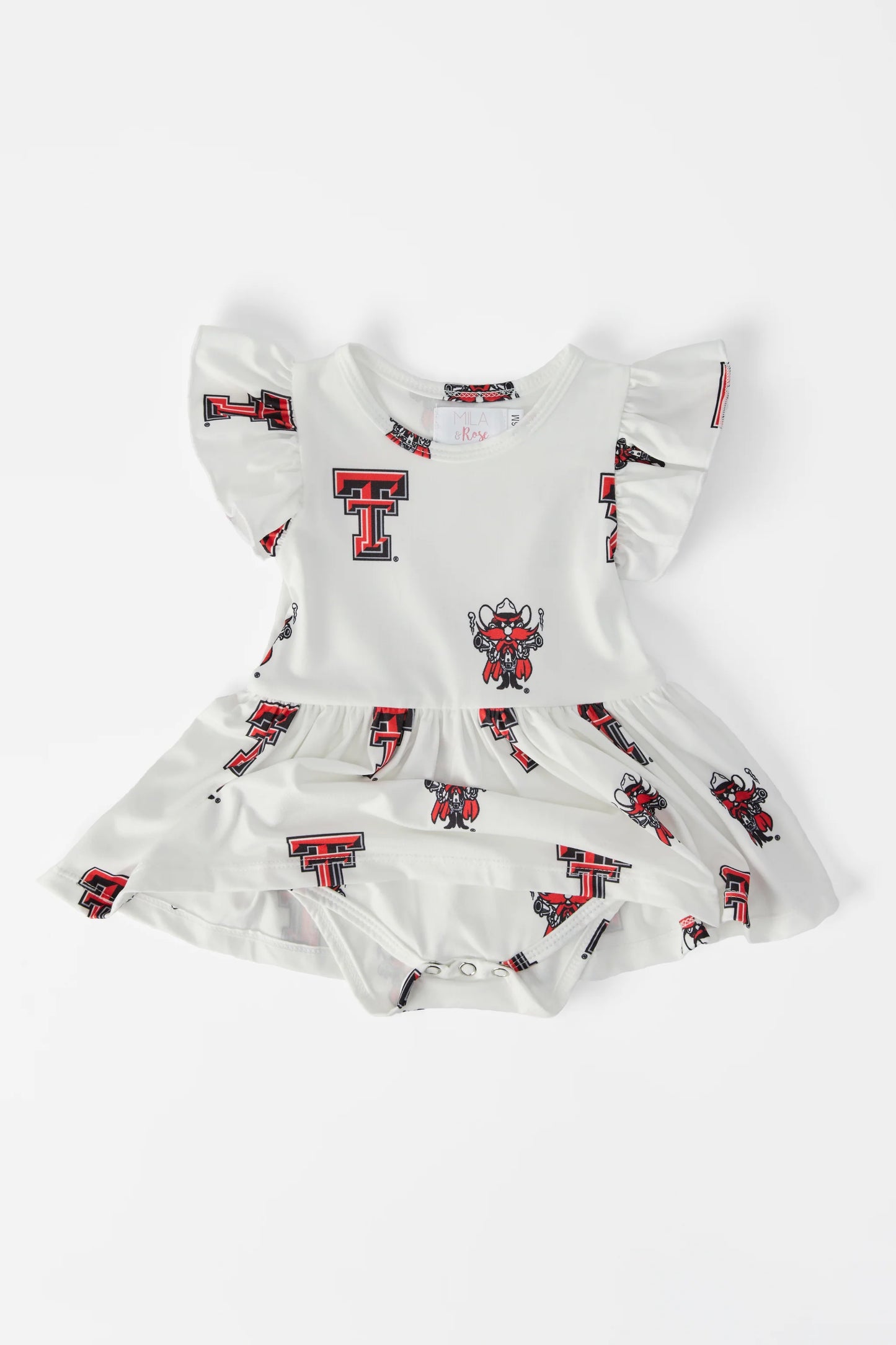 Texas Tech White Flutter Twirl Bodysuit