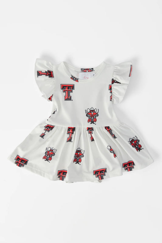 Texas Tech White Flutter Twirl Bodysuit