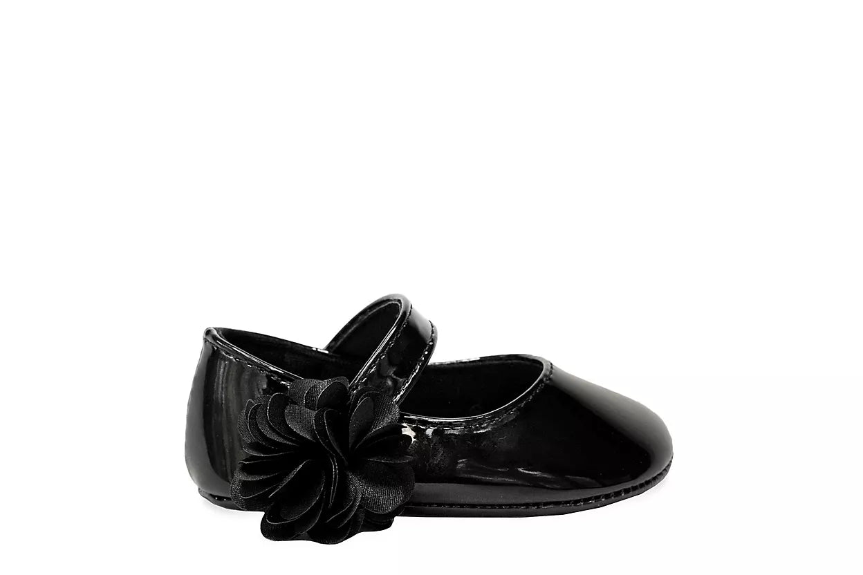 Black Shimmer Shoe with Chiffon Flower