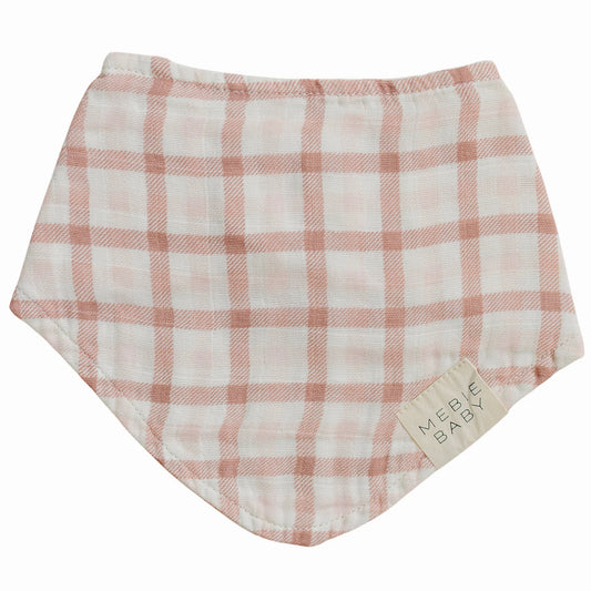 Pink Gingham Muslin Bib