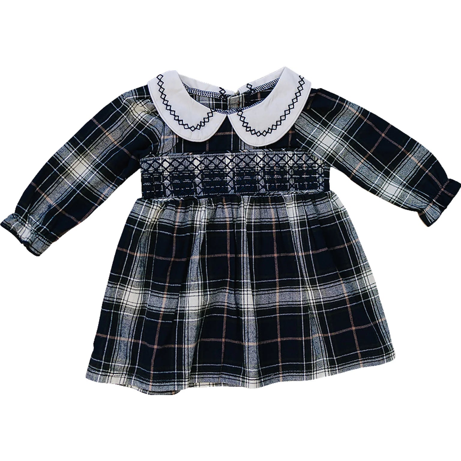 Navy Plaid Smocked Dress 6-12 Navy Plaid Smocked Dress 6-12