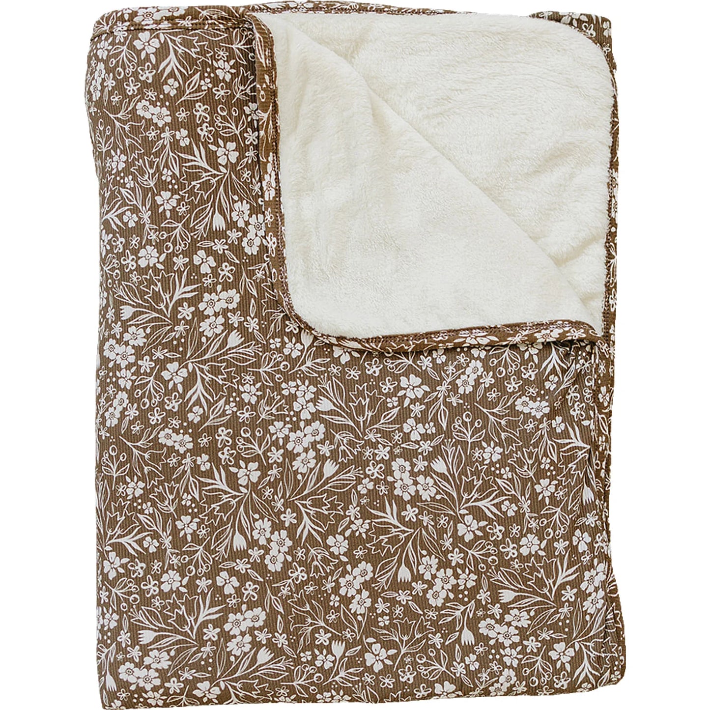 Brown Floral Bamboo Fleece Quilt