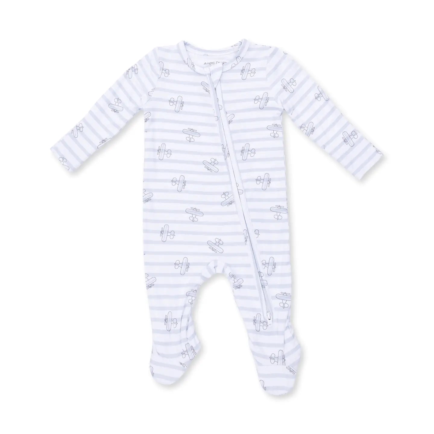Airplane Stripe Zipper Footie
