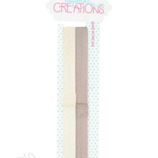 Skinny Elastic Headband Pack - White/Oatmeal