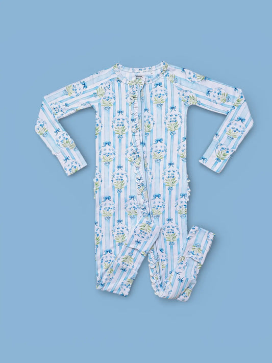 Heirloom Blue Blooms Ruffle Romper