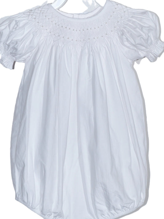 White Pearl Smocked Bubble