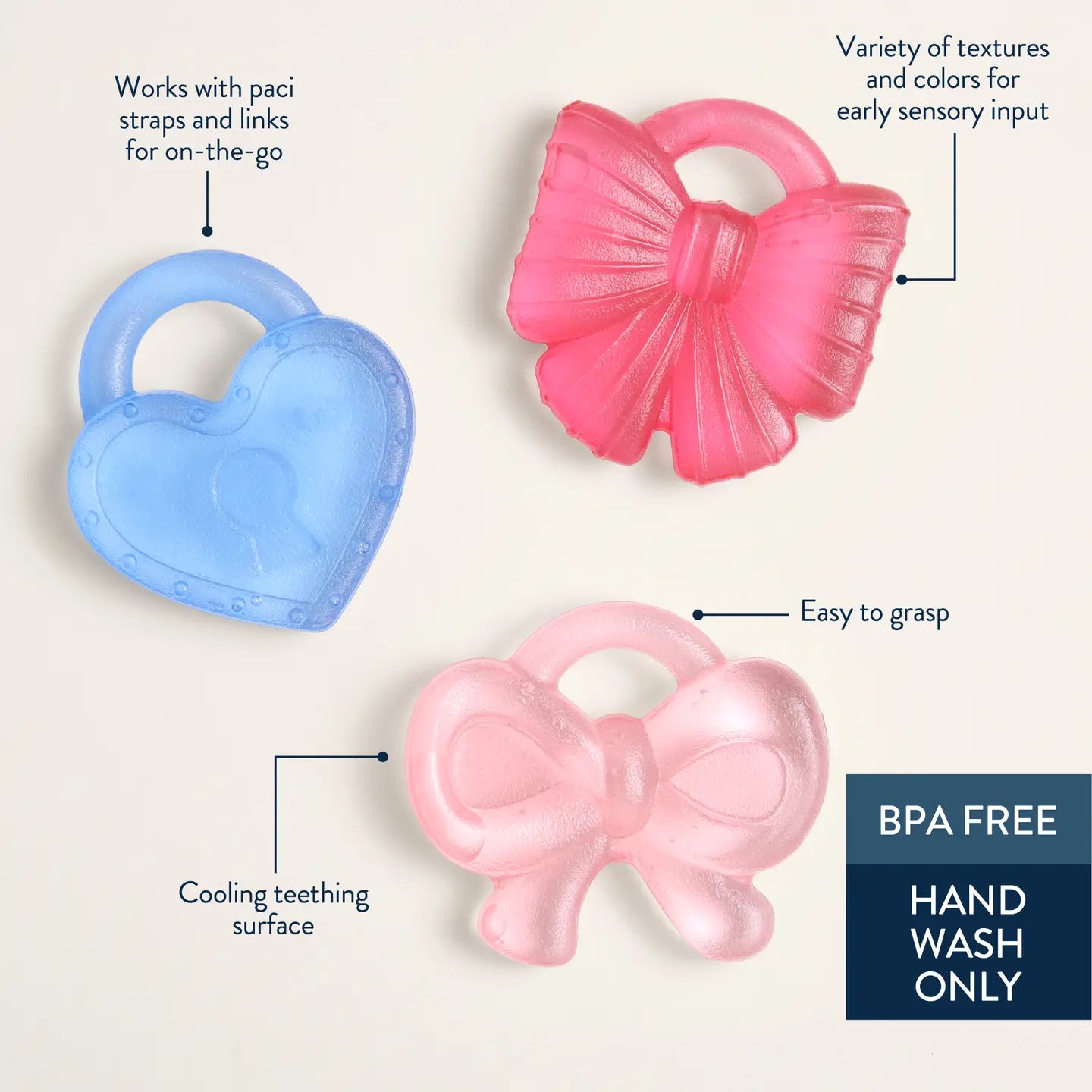 Cutie Coolers™ Water Filled Teethers (3-pack) - Bow