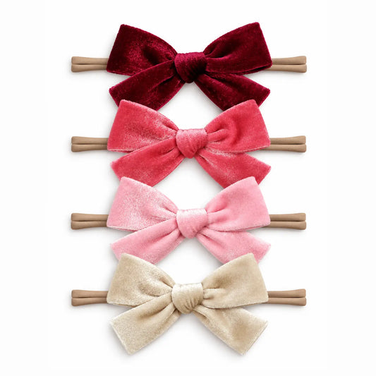 4 Pack Velvet Headbands-Vintage Rose