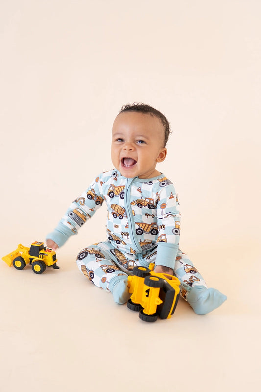 Construction Truck Zip Footie