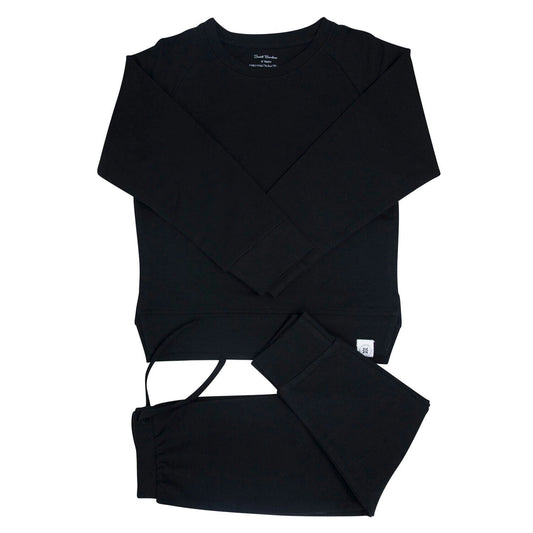 Crew Neck Jogger Set - Black