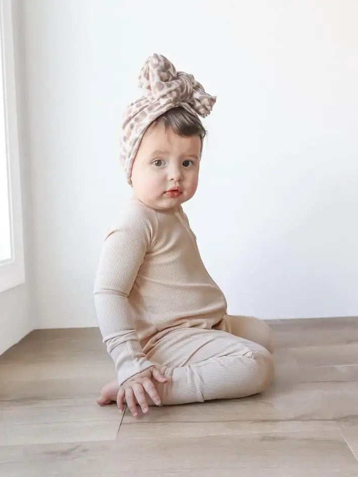 Almond Ribbed Zip Romper