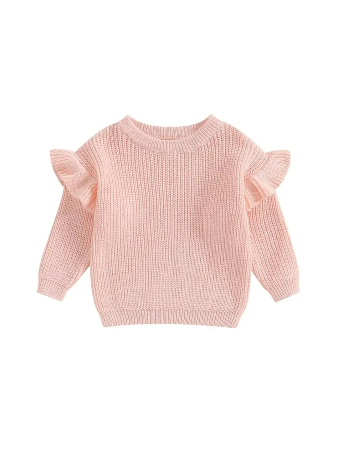 Pink Flutter Sleeve Knit Sweater