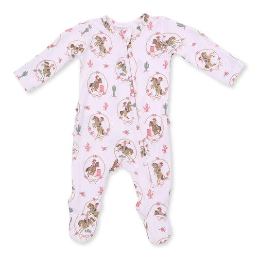 Cowgirl Cameos Ruffle Zipper Footie
