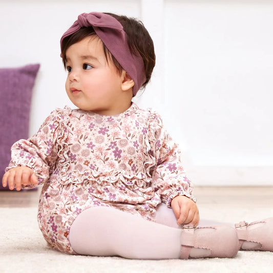 Lavender Floral Ruffle Romper