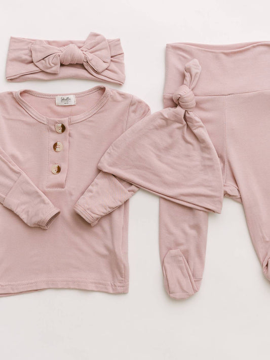Top & Bottom Baby Outfit (Newborn - 3 months) - dusty rose