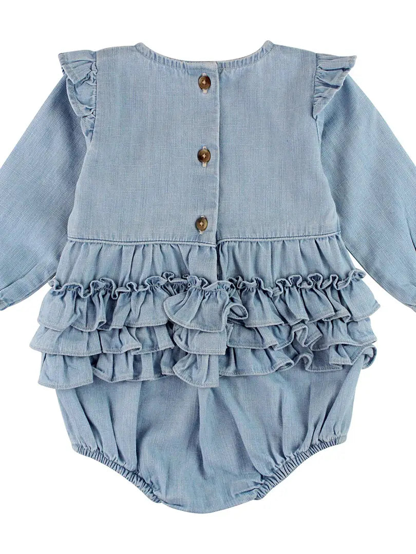 Denim Flutter Bubble Romper