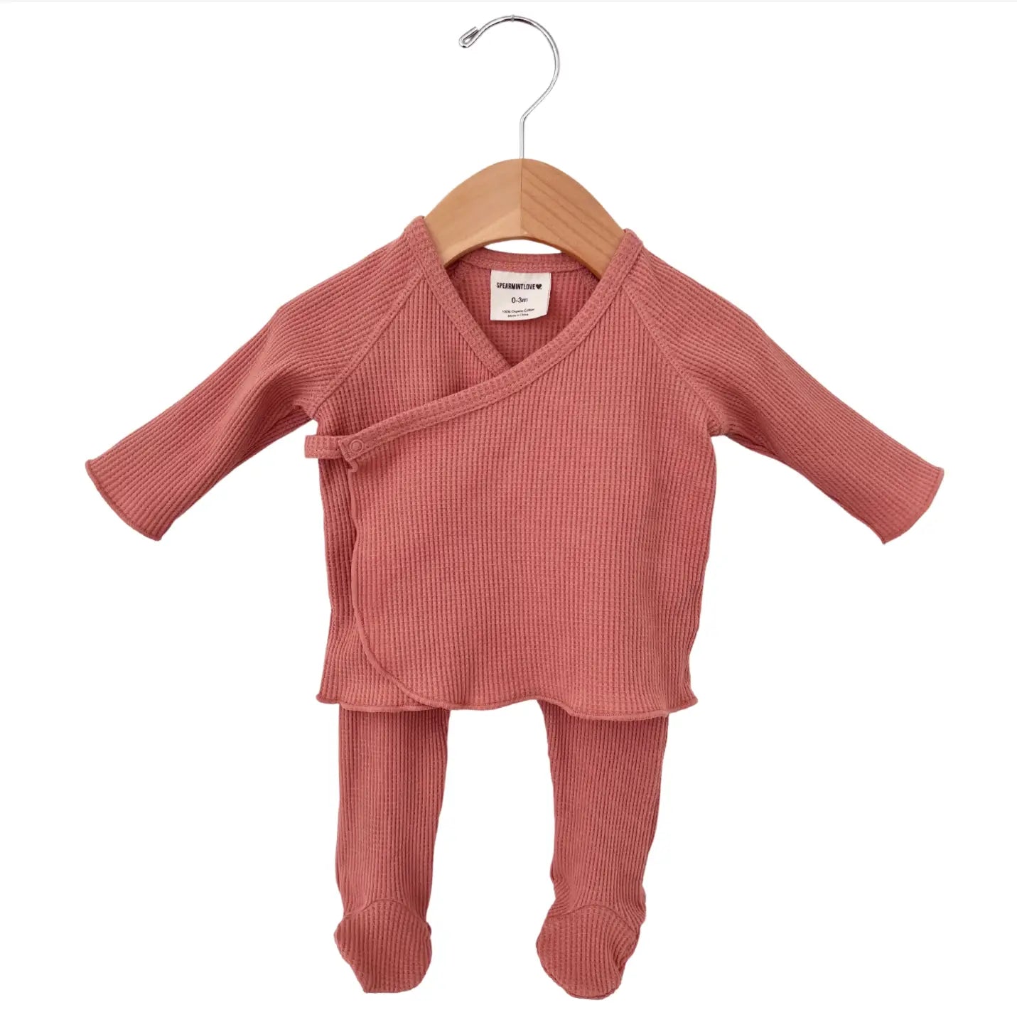 Kimono Waffle Pant Set - Dusty Rose