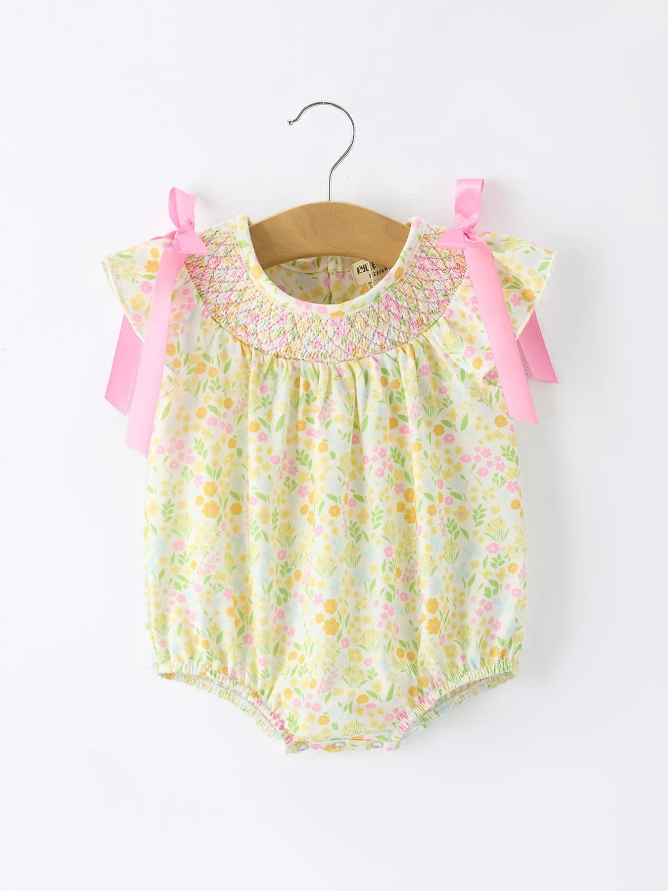 Yellow Floral Bow Romper