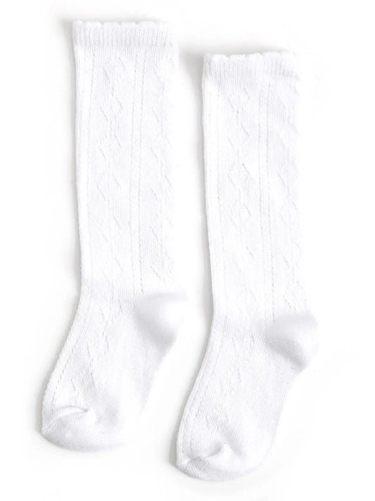 White Scalloped Fancy Knee High Socks