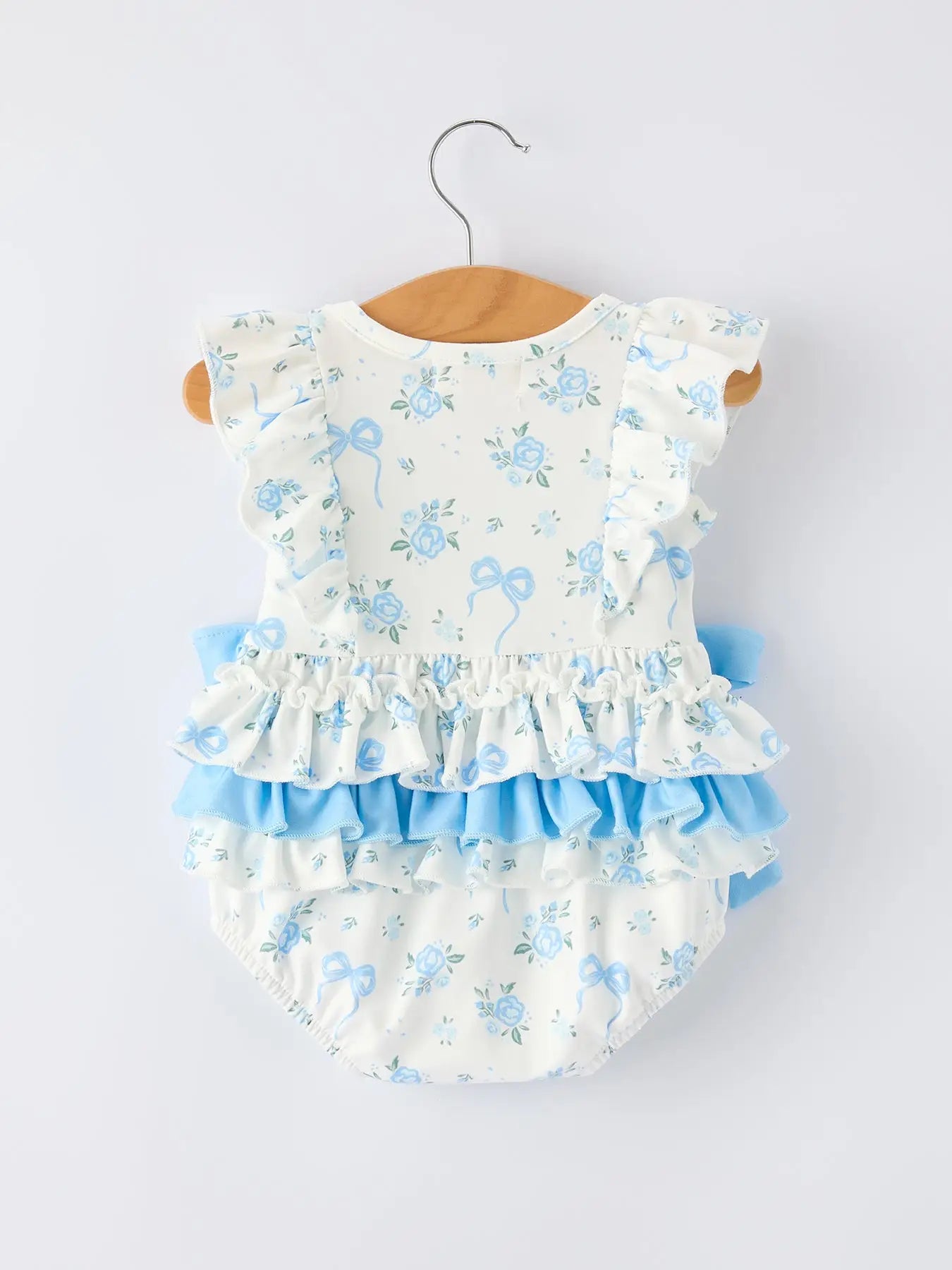 Blue Floral Ruffle Romper