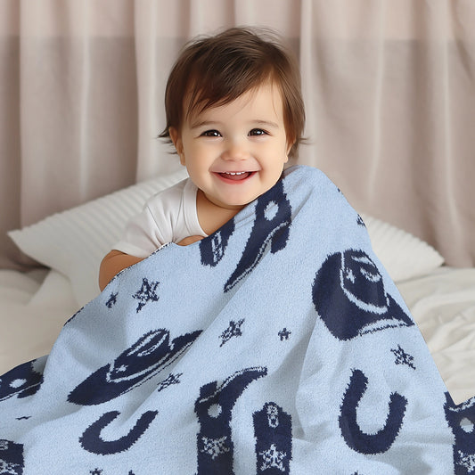 Blue Cowboy Baby Blanket