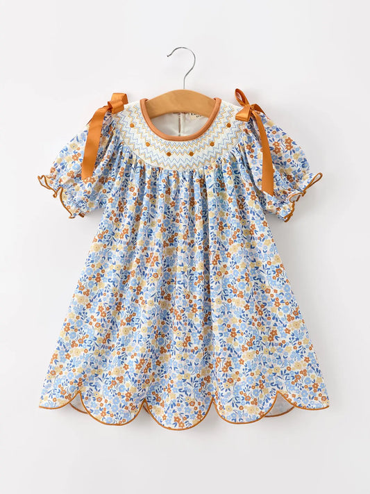 Fall Floral Smock Dress