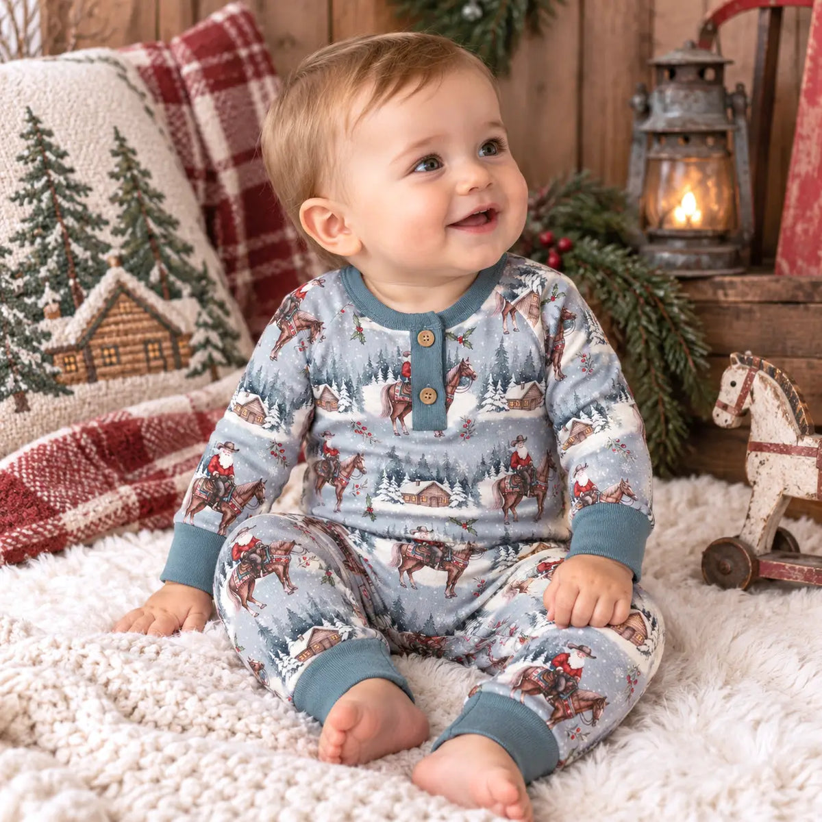Cowboy Christmas Henley Romper