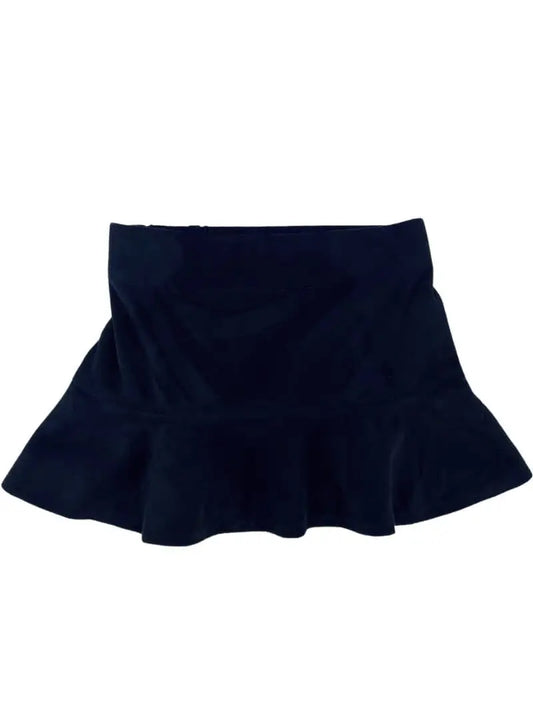 Polly Ruffle Skirt - Black Suede