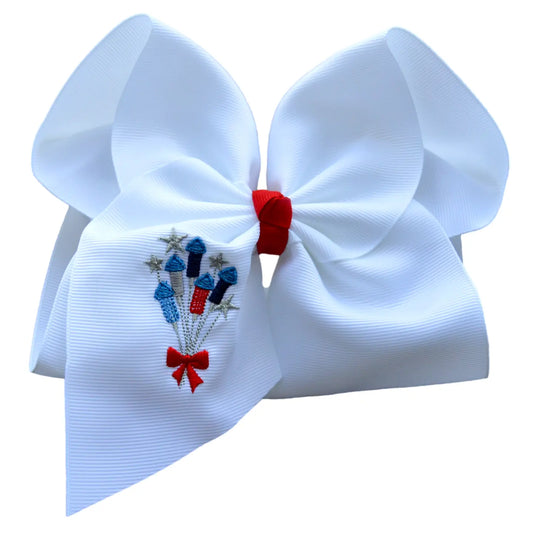 Firework Embroidered Hair Bow