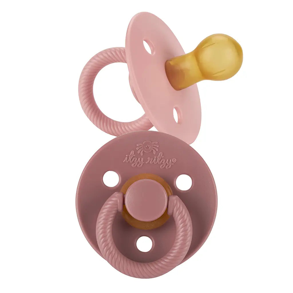 Itzy Soother Natural Rubber Paci Set - Blossom/Rosewood