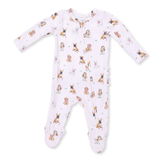 Bestie Dogs Pink Ruffle Zipper Footie