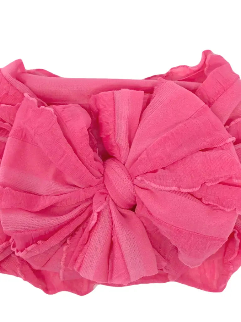 Ruffled Headband - candy pink
