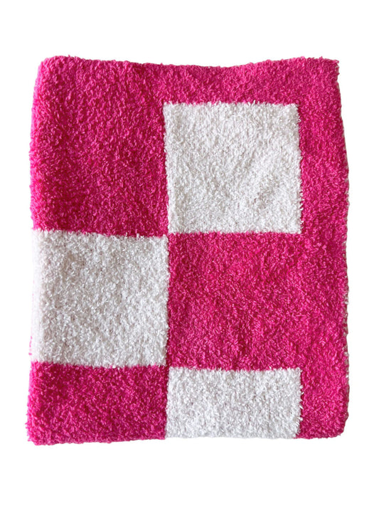 Phufy Bliss Checker Mini Blanket-Dragonfruit