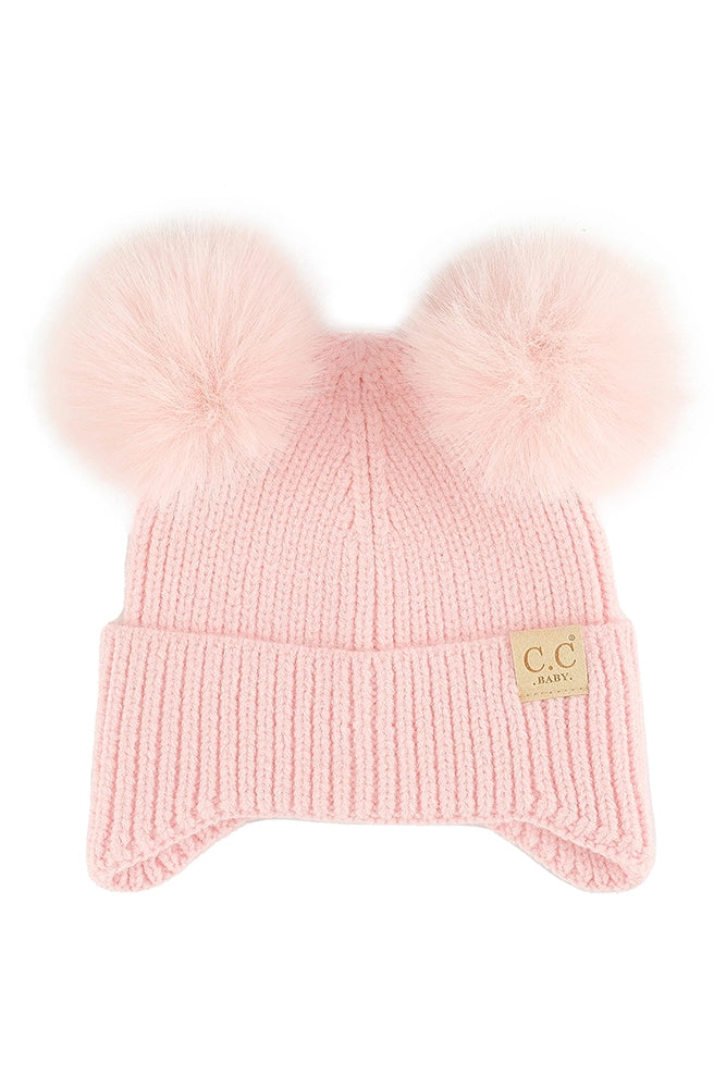 Baby Ear Flap Pom Pom Beanie