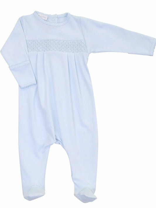 Solid Blue Smocked Footie