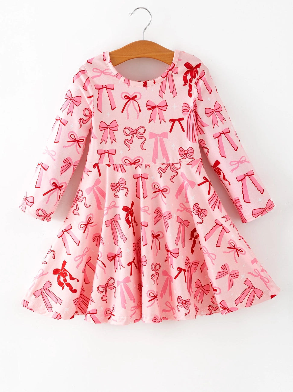 Pink Bow Print Twirl Dress