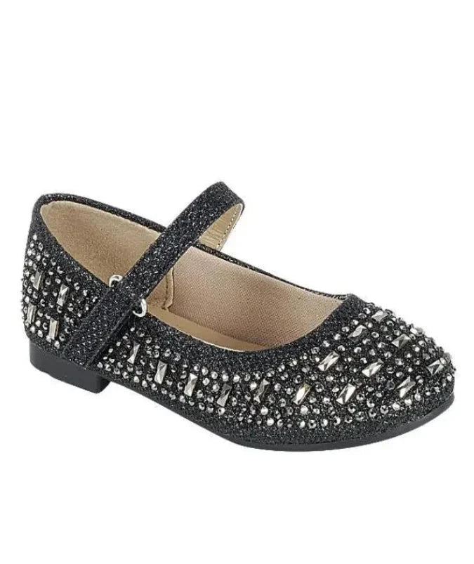 Ankle Strap Shoes - Sparkle Black