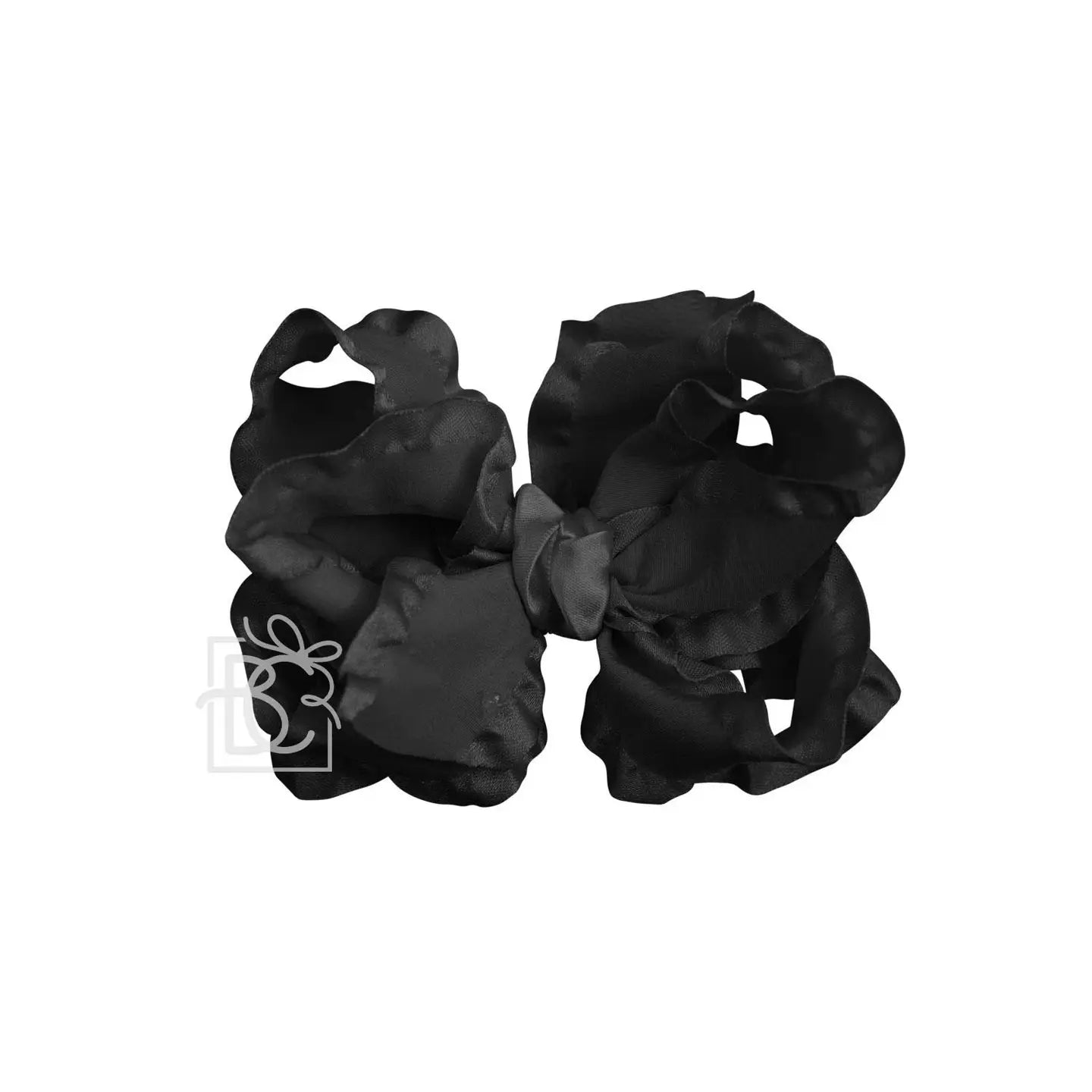 Double Ruffle Bow on Alligator Clip-Black