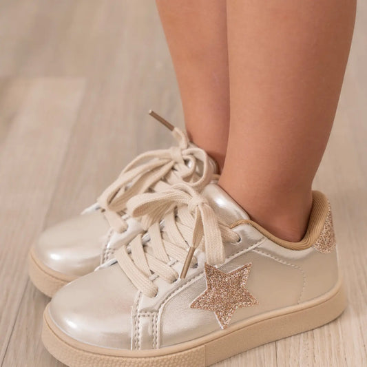 Holographic Sparkle Star Sneaker - Gold