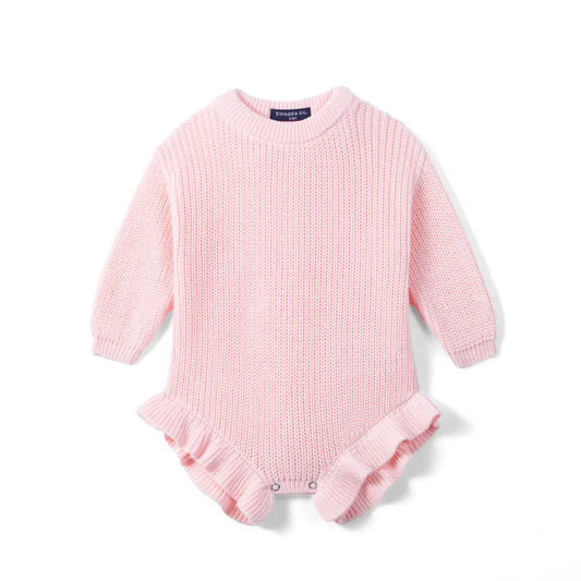 Pink Ruffle Sweater Romper
