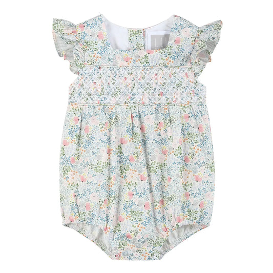 Pink Floral Smock Romper