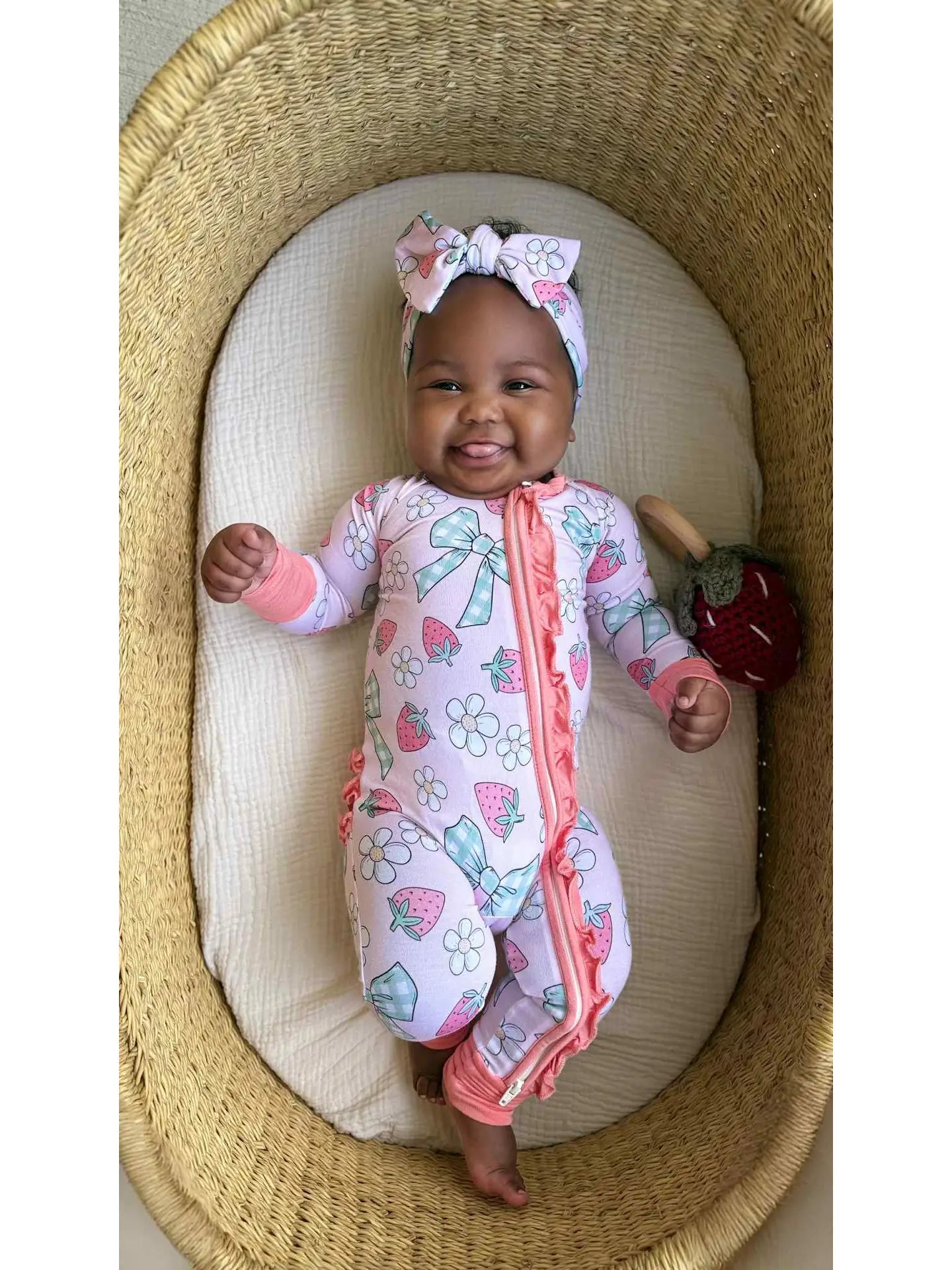Strawberry Ruffle Bamboo Romper