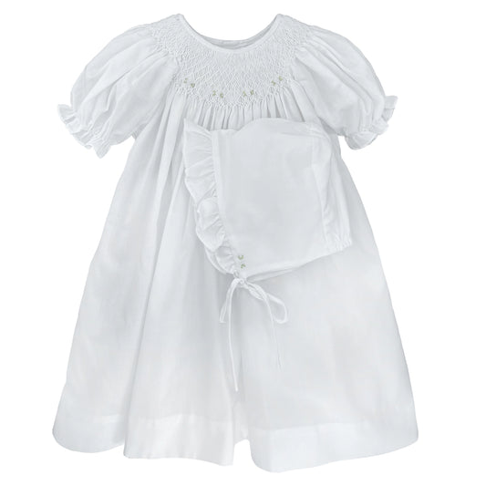 Smocked Daygown - White