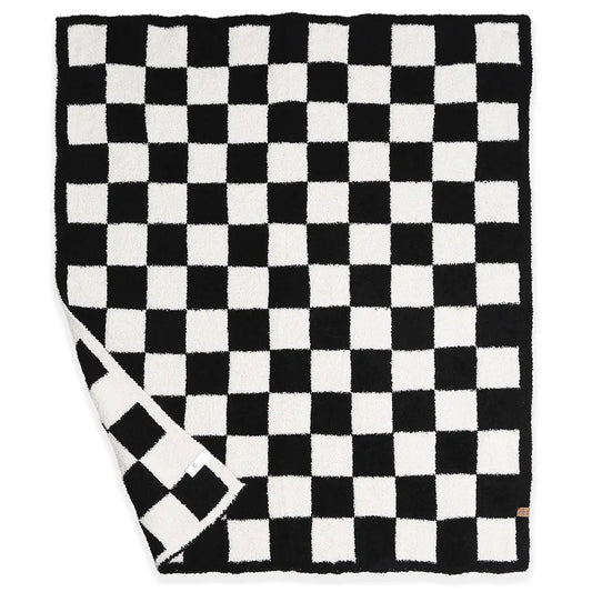 Checkered Soft Blanket-Black