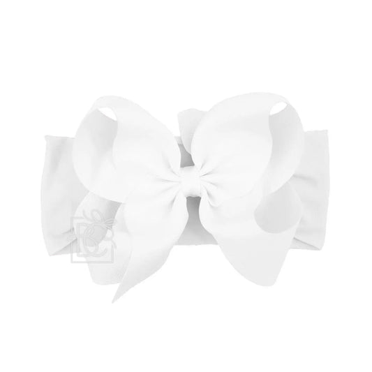 5.5" Wide Headband w/Bow - White